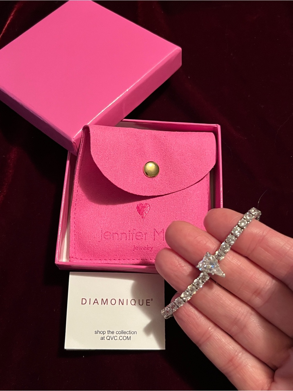 Diamonique X Jennifer Miller Signature Heart Tennis Bracelet Silver 925 Avg NEW